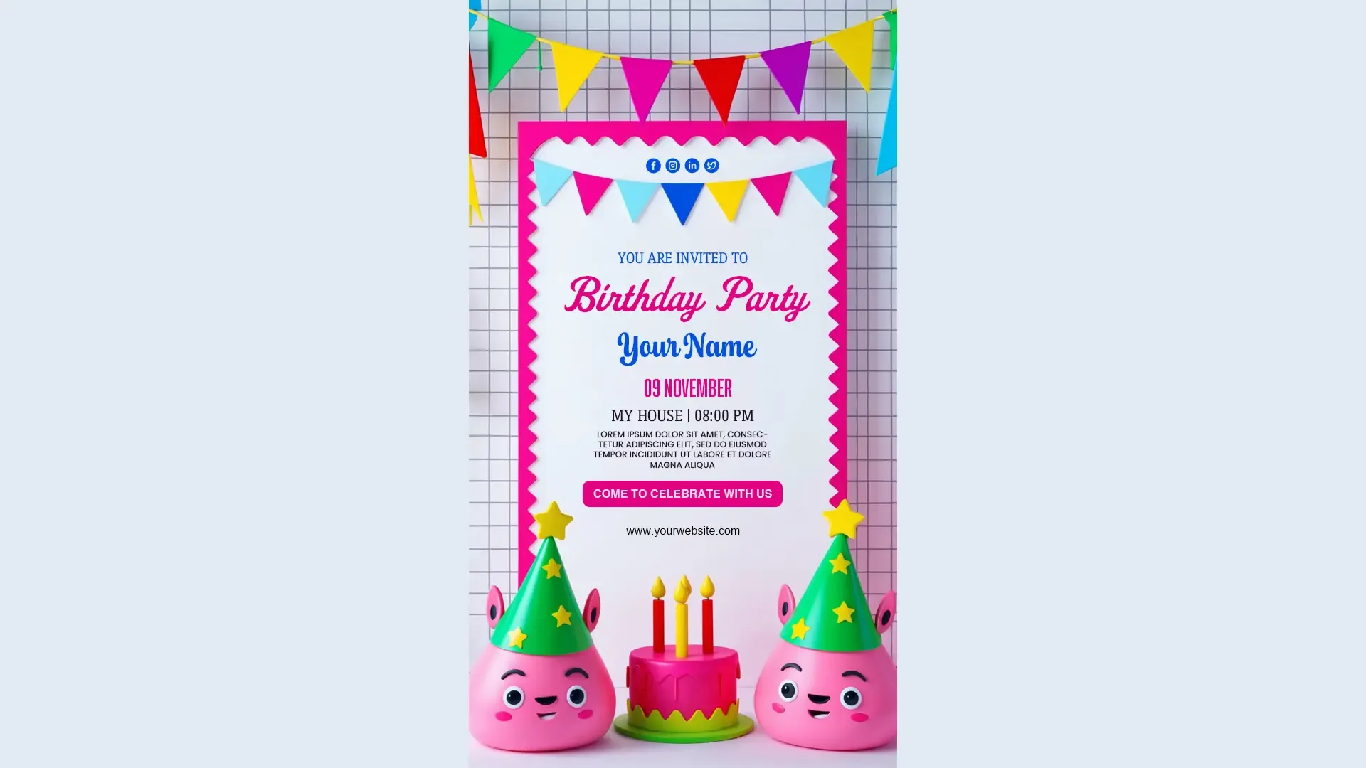 Bright Cartoon-Themed Birthday Party Invitation Instagram Story Design image